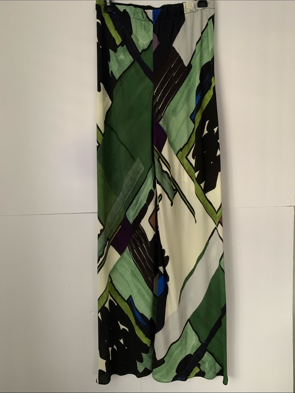 Zara Green Abstract Print Wide Leg Lightweight Elastic Waist Size S